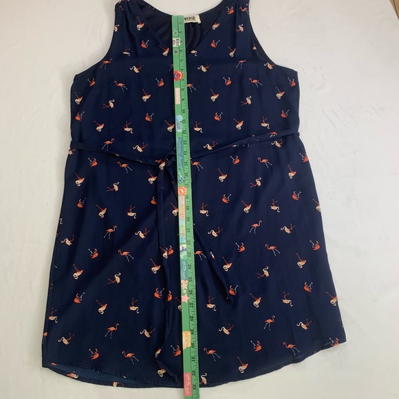 Verse Flamingo‎ Pattern Navy Dress Belted Women’s Size M / L - Picture 10 of 16
